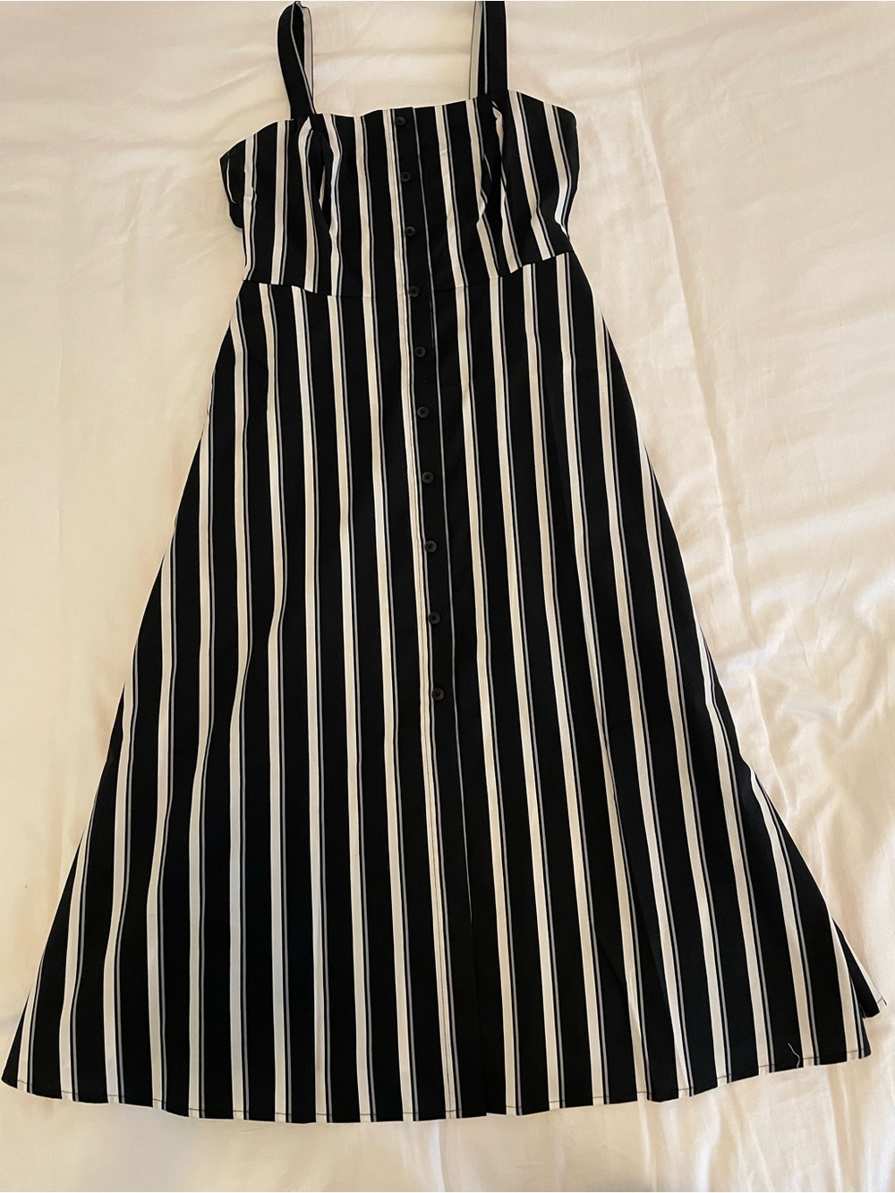 White House Black Market Black and White Striped Shirt Dress